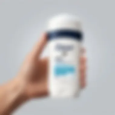 Application Technique of Dove Roll-On Deodorant Powder A person applying Dove Roll-On Deodorant Powder demonstrating its application technique.
