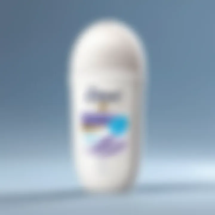 Close-up of Dove Roll-On Deodorant Powder showcasing its sleek design and packaging.