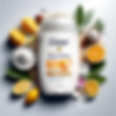 An array of natural ingredients used in Dove Roll-On Deodorant Powder.