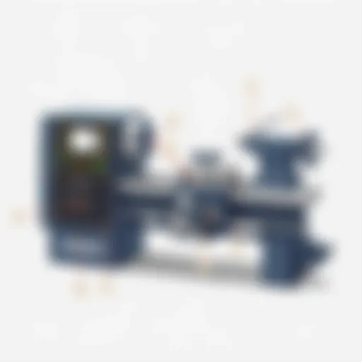 Detailed view of the Eastwood Mini Lathe showcasing its design
