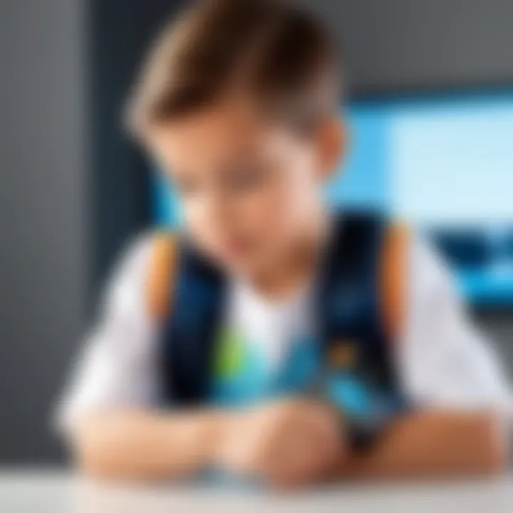 Child engaging with VTech watch, demonstrating its educational features