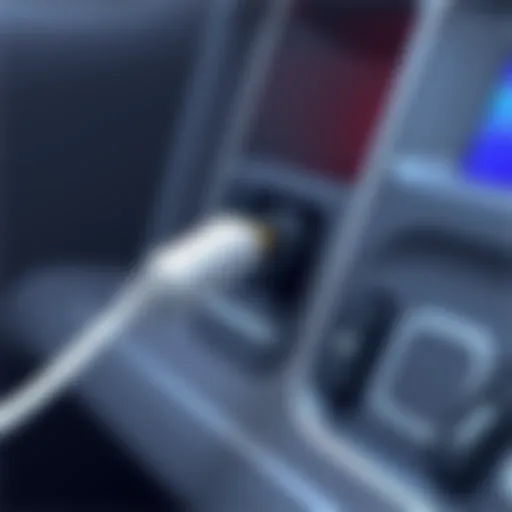 AUX cord connecting to a car audio system