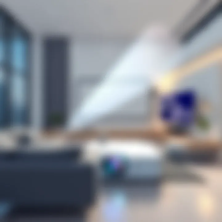 Epson PowerLite Home Cinema 8350 projector in a modern living room setting