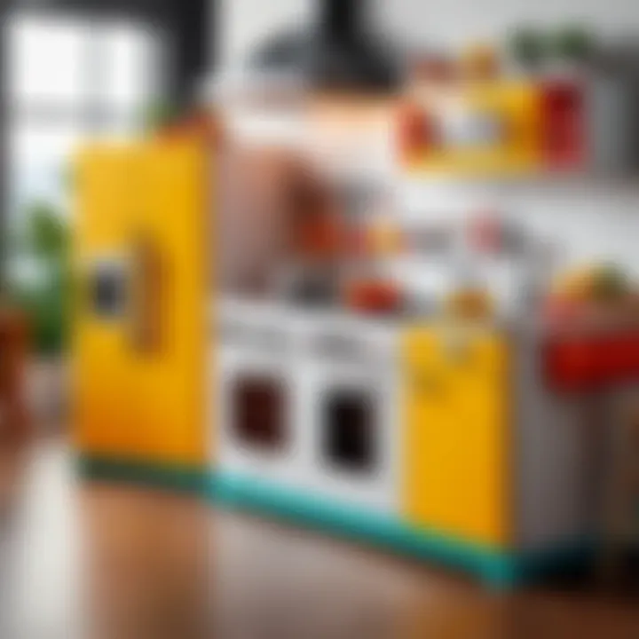 Brightly colored play kitchen set promoting imaginative play
