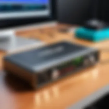 Hercules Audio Interface in Podcasting Environment Hercules audio interface displayed in a podcasting environment