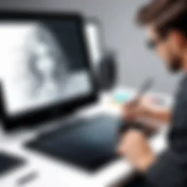 Creating Artwork with Huion Tablet Artist creating digital artwork on a Huion sketch tablet