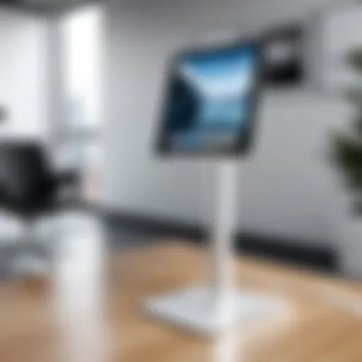 Stylish iPad floor stand in a modern office setting