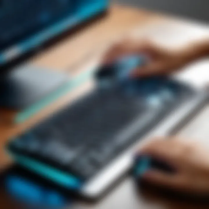 User interacting with the Logitech Keyboard and Mouse Combo.