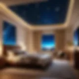 Elegant rotating stars night light projector illuminating a bedroom.