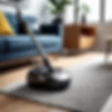 Compact vacuum cleaner in a modern living room setting