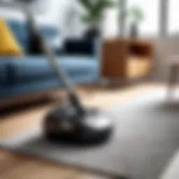 Compact vacuum cleaner in a modern living room setting