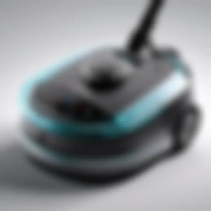 Close-up of vacuum cleaner features and controls
