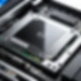 An SSD installed in a Dell laptop showcasing internal hardware.