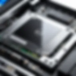An SSD installed in a Dell laptop showcasing internal hardware.