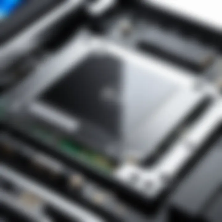 An SSD installed in a Dell laptop showcasing internal hardware.