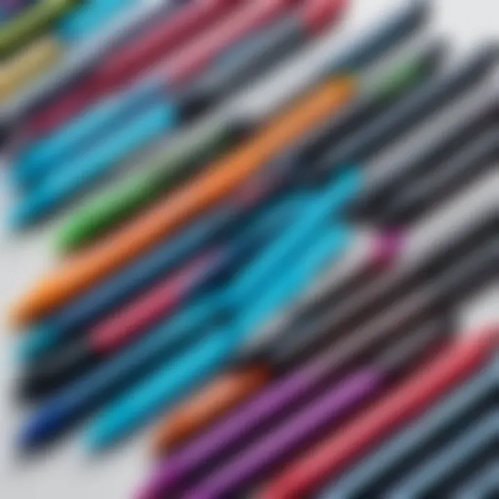 An assortment of Staples mini gel pens arranged in a visually appealing manner.