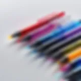 A close-up view of Staples mini gel pens showcasing their vibrant ink colors.