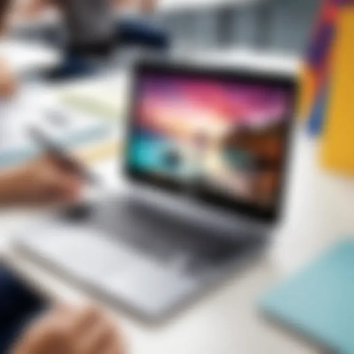 Student using stylus on Asus Chromebook in an educational setting