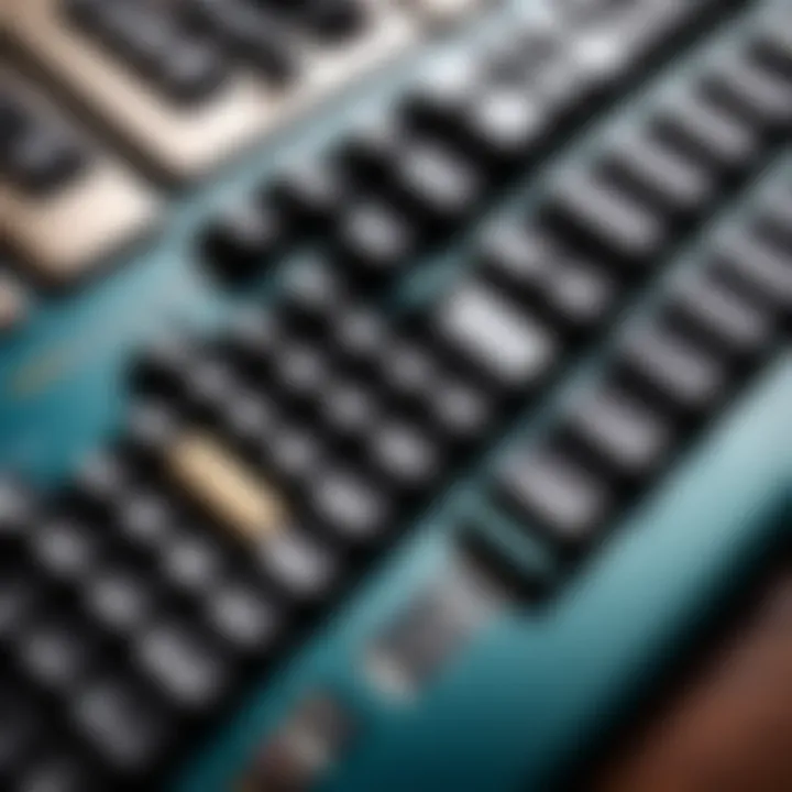 Various vintage keyboards lined up, representing customization options