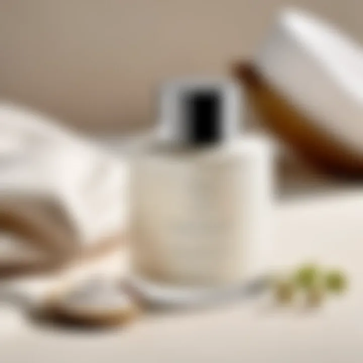 An elegant display of white linen body powder in personal care routines