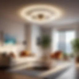 An elegant light fixture blending seamlessly with modern interior decor, showcasing its hidden fan feature.