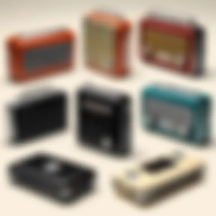 A collection of Studebaker portable radios from different eras