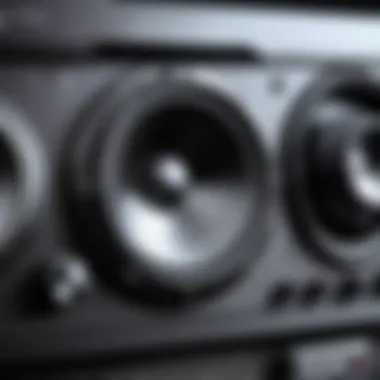 Sound Control Features of the Monster Rock and Roll Speaker Close-up of sound controls on the Monster Rock and Roll Speaker
