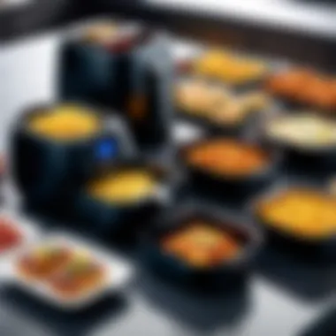 An array of delicious dishes prepared using the air fryer oven.