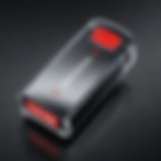Detailed view of the SanDisk Extreme Flash Drive showcasing its sleek design.