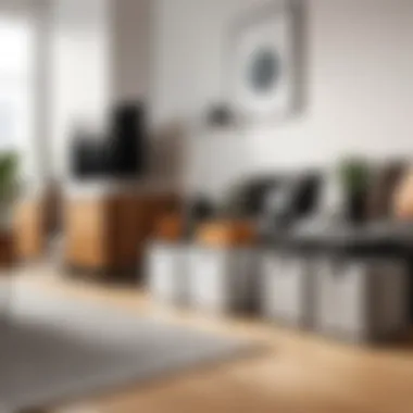 Elegant mini cube organizer bins displayed in a living room