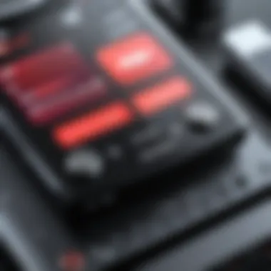 A close-up view of the various buttons on a voice recorder