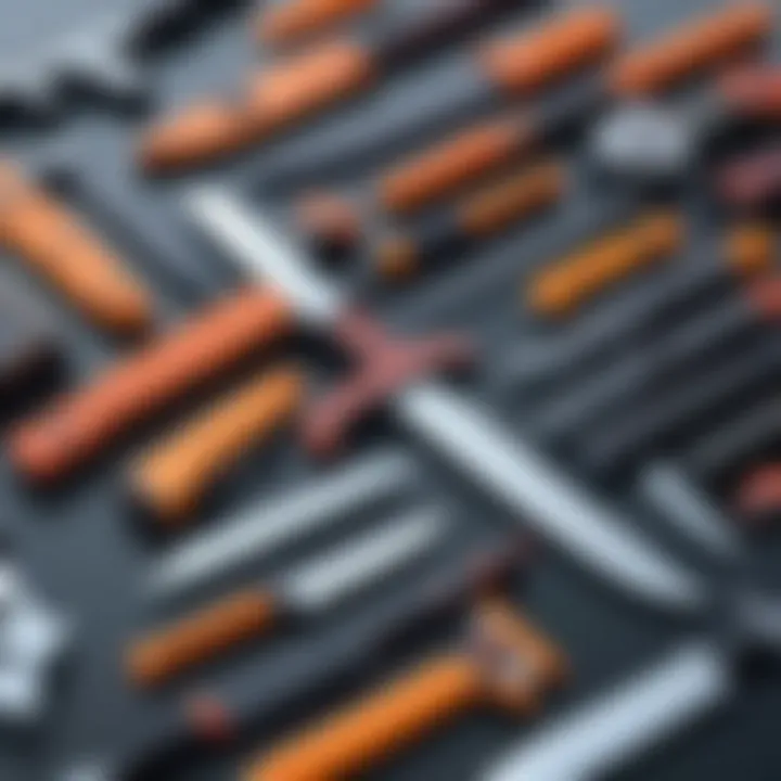Collection of various Naruto toy weapons laid out on a table