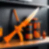 Colorful Naruto toy weapons displayed on a shelf