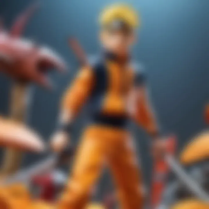 Child playing with Naruto toy weapons in a playful setting