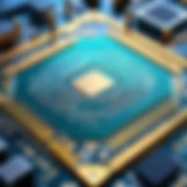 Intricate Circuitry of Advanced Microchips A close-up view of advanced microchips highlighting intricate circuitry