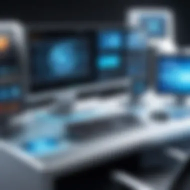 Futuristic Workstation with Latest Technologies A futuristic workstation equipped with the latest technological advancements