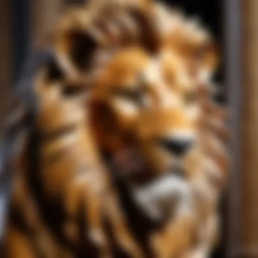 Intricate Toscano lion sculpture showcasing detailed craftsmanship