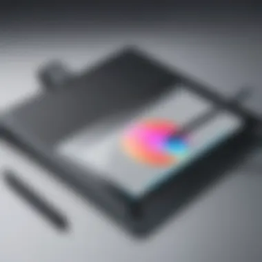 Close-up view of a Wacom drawing tablet showcasing its sleek design and responsive surface.