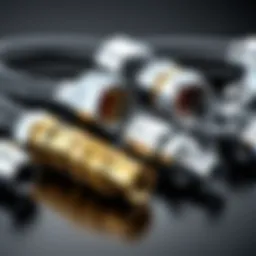 High pressure water hose attachment showcasing various fittings and connectors.