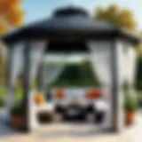 Elegant Gardenline gazebo adorned with replacement netting