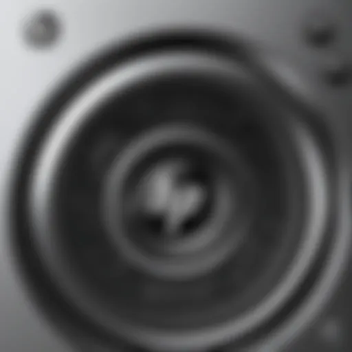 Close-up of HP Beats Audio speaker technology showcasing intricate design and engineering.