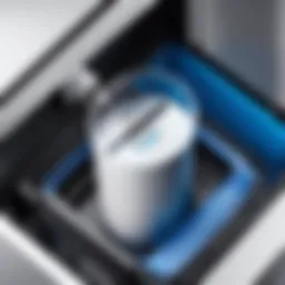 Close-up view of the water filter compartment in Samsung RS25J500DSR