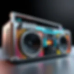 Stylish Insignia Boombox with vibrant colors