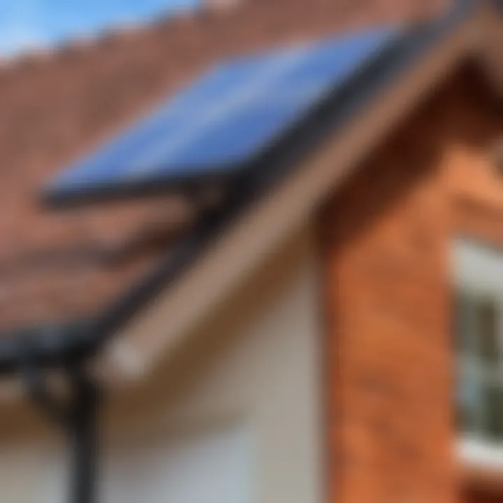 Installation of solar powered LED gutter lights in a residential setting.
