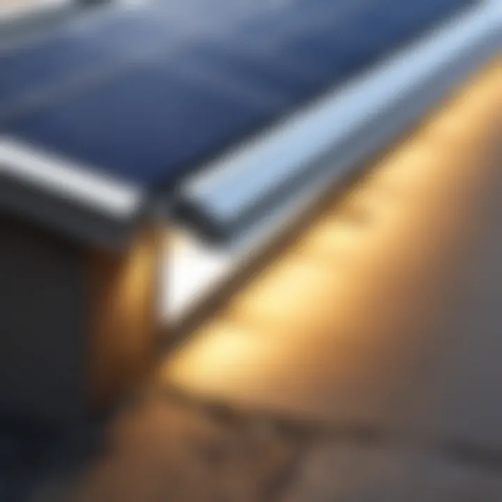 Close-up of the integrated LED components in a gutter light system.
