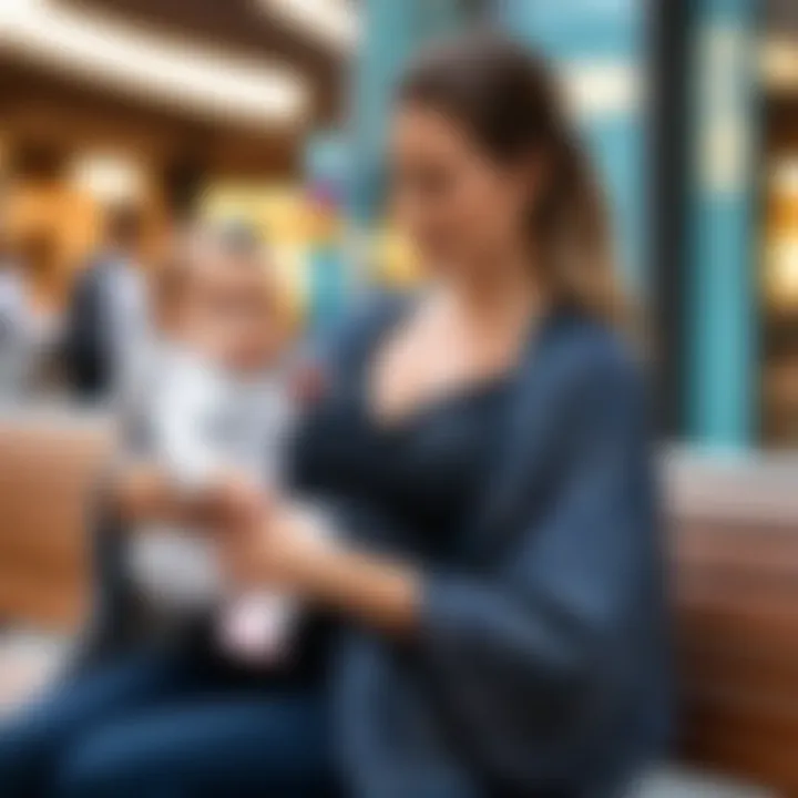 Parent utilizing the Itzy Ritzy breastfeeding cover in a public setting
