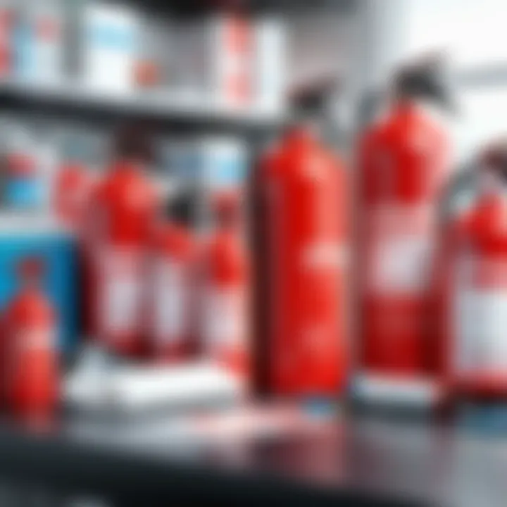 Safety equipment such as fire extinguishers and first aid kits.