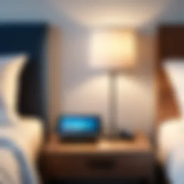 Convenient Power Solutions by the Bedside Versatile lamp providing power options for devices on a nightstand