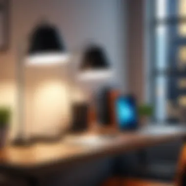 Lamps Enhancing Modern Workspaces Lamps with AC outlets complementing a stylish workspace