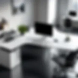 Elegant large corner desk in a modern office setting